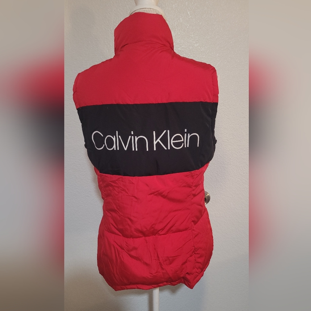 Calvin Klein Red and Black Quilted Puffer Vest